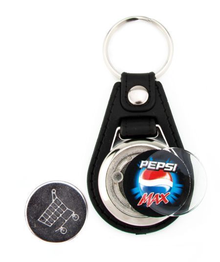 Fournitures de porte-clé en peau synthétique avec jeton caddie MD-25 CARRO