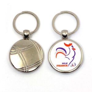 Fournitures de porte-clé métallique MPC Pétanque de 1 face